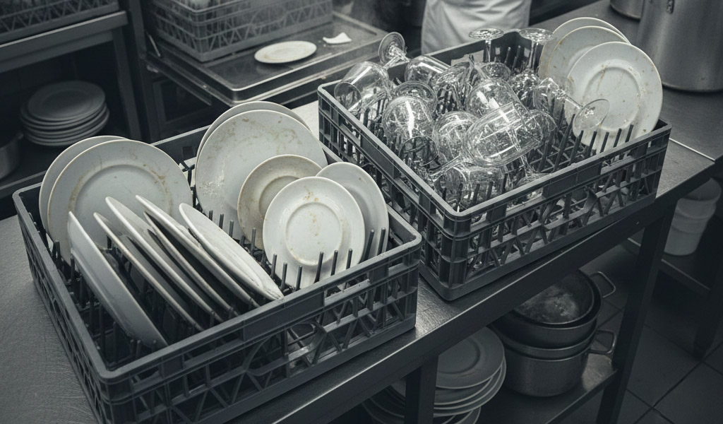 Qual o risco de usar racks inadequados na lavadora de louças profissional?