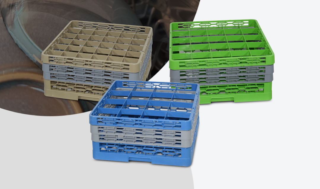 Racks (gavetas) para armazenar, transportar e lavar taças e copos com eficiência