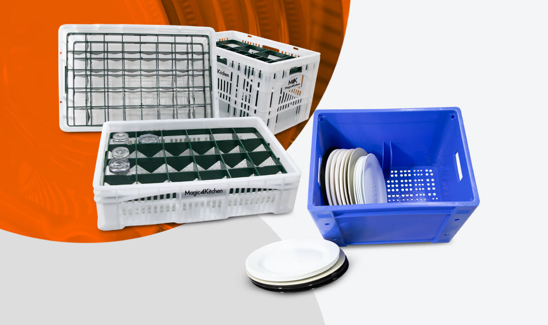 M4K Eco Box: organização estratégica para transporte e estocagem de taças, copos e pratos